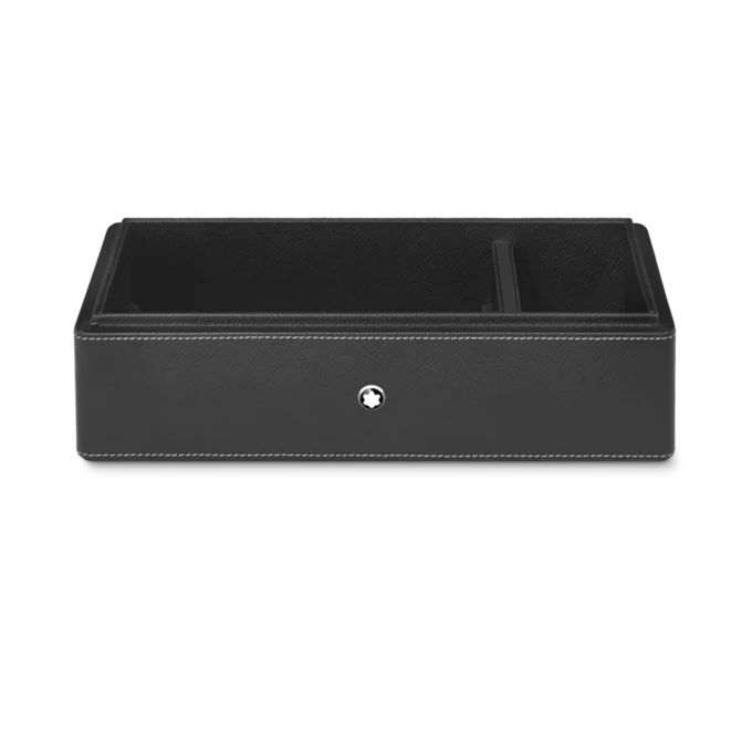 Cutie de birou din piele pentru trei instrumente de scris și o sticlă de cerneală