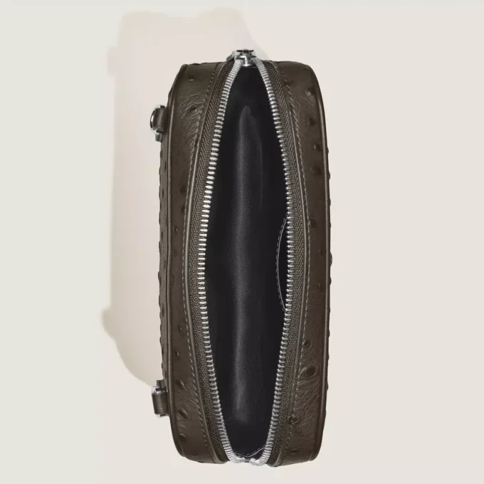 Mini geantă crossbody imprimată cu struț