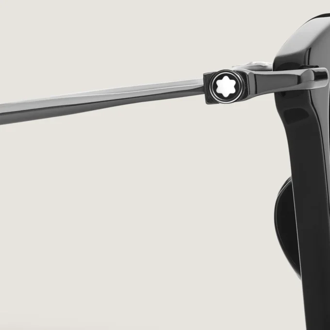 Ochelari de soare cu ramă dreptunghiulară din acetat negru