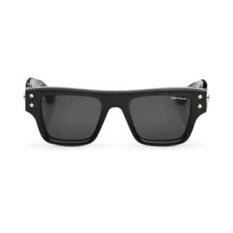 Ochelari de soare dreptunghiulari cu ramă din acetat de culoare neagră