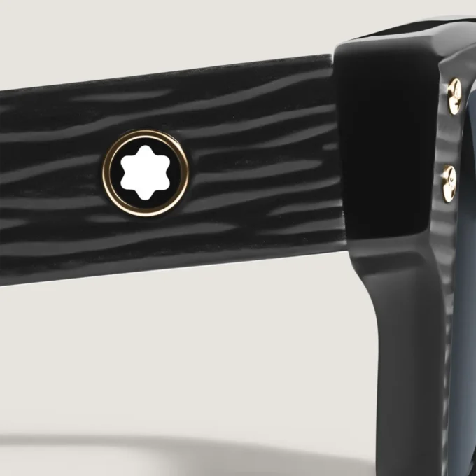 Ochelari de soare dreptunghiulari cu ramă din acetat de culoare neagră