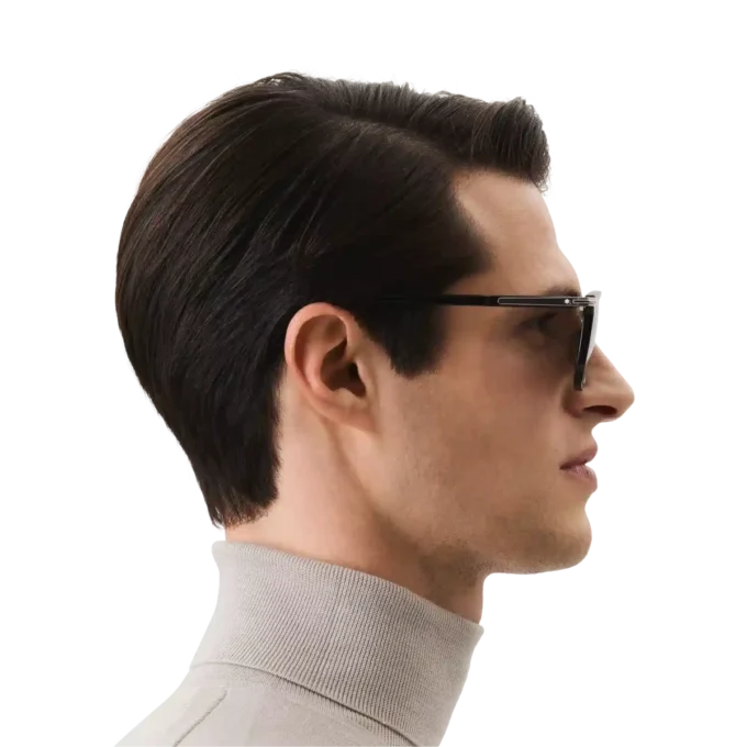 Ochelari de soare dreptunghiulari cu ramă din acetat de culoare neagră