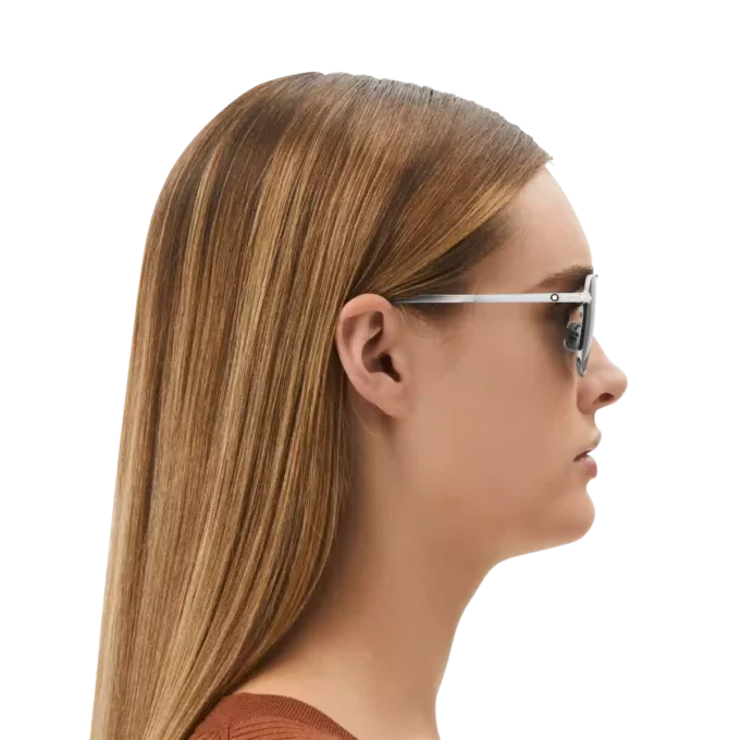 Ochelari de soare dreptunghiulari cu ramă metalică argintie