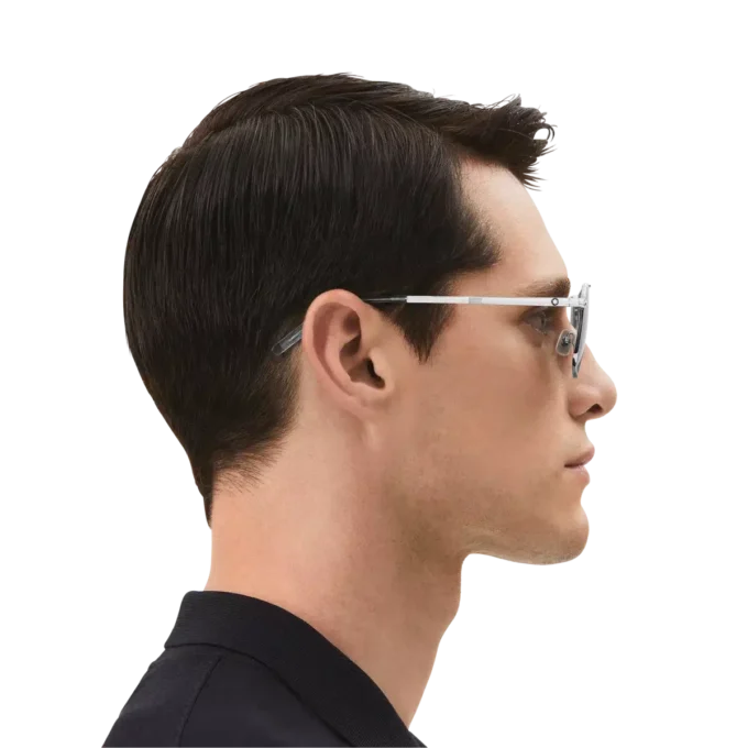 Ochelari de soare dreptunghiulari cu ramă metalică argintie