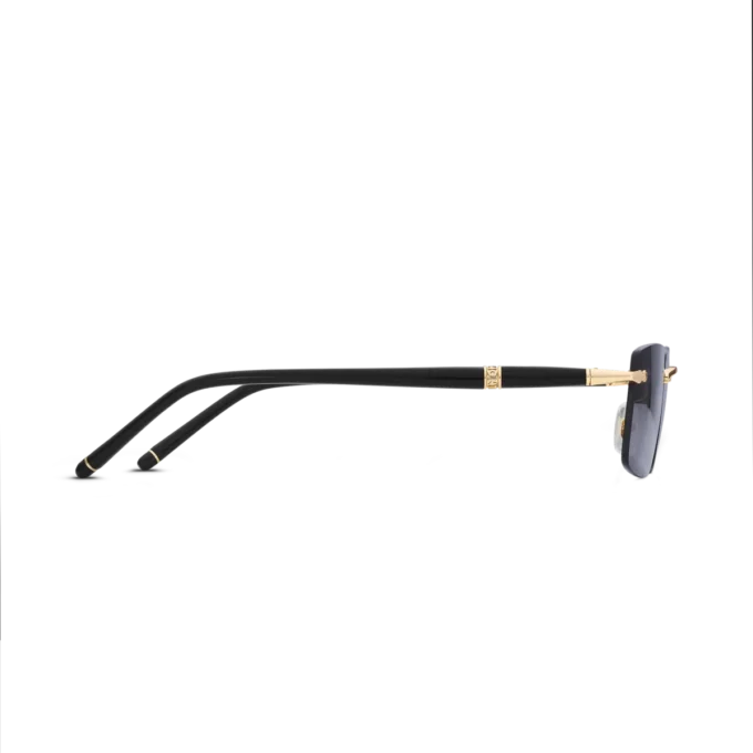 Ochelari de soare dreptunghiulari cu ramă metalică aurie