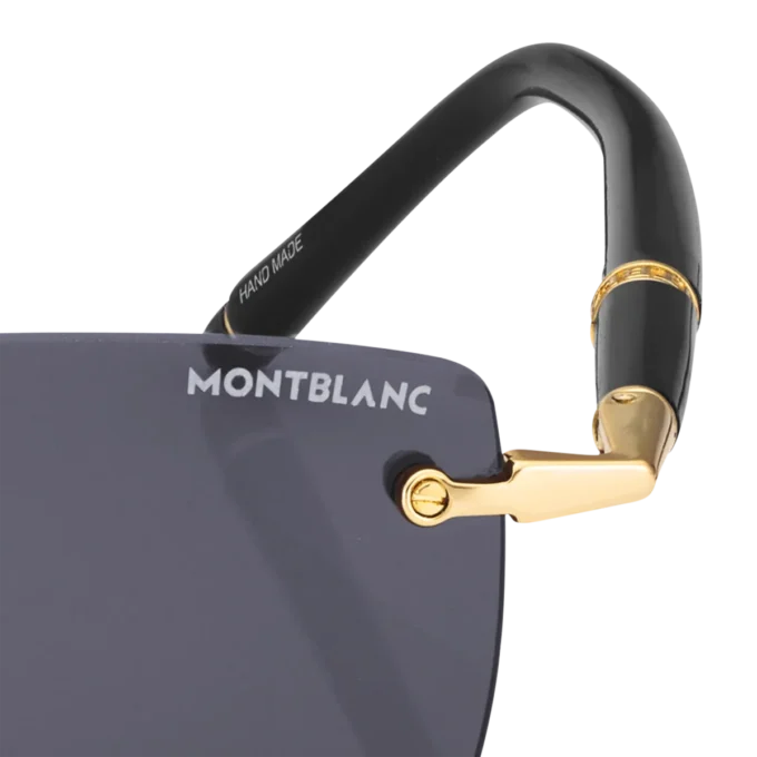 Ochelari de soare dreptunghiulari cu ramă metalică aurie