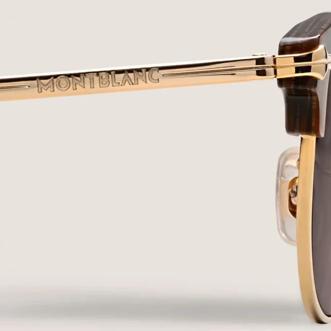 Ochelari de soare dreptunghiulari cu ramă metalică aurie