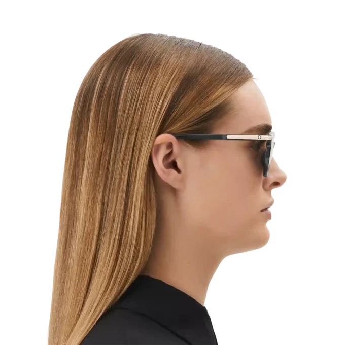 Ochelari de soare pătrați cu ramă din acetat de culoare neagră