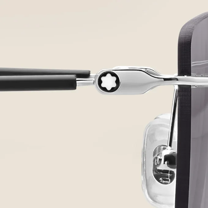 Ochelari de soare rectangulari cu ramă metalică argintie