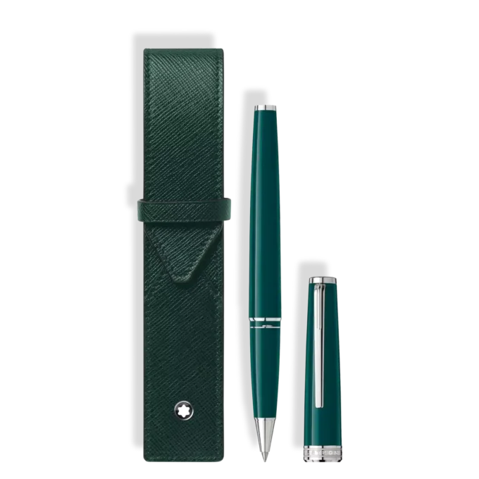 Set cu pix cu bilă PIX Deep Green și plic Montblanc 1-Pen Pouch