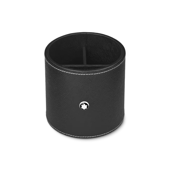 Suport rotund pentru stilouri din piele neagră