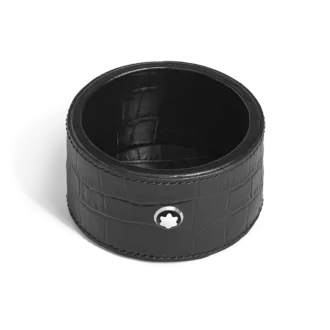 Tavă de birou mică, piele cu imprimeu croco, negru