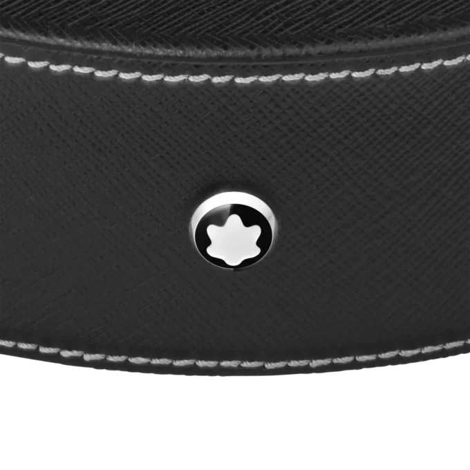 Tavă rotundă de birou din piele neagră (mare)