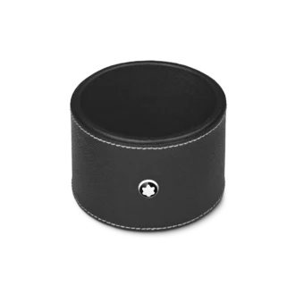 Tavă rotundă de birou din piele neagră (medie)