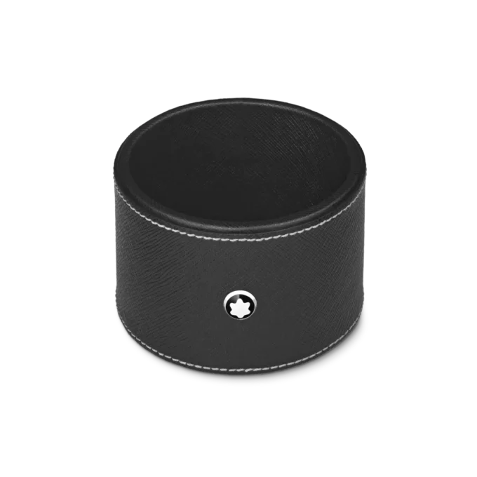 Tavă rotundă de birou din piele neagră (medie)