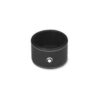 Tavă rotundă de birou din piele neagră (mică)