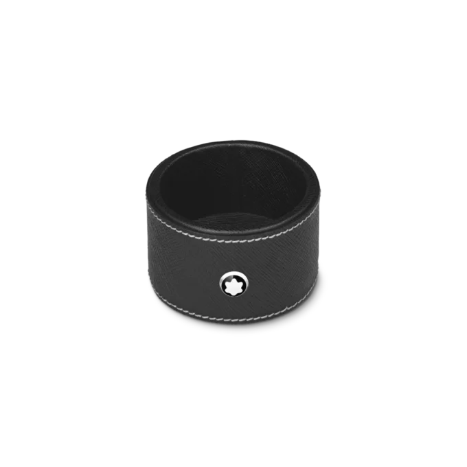 Tavă rotundă de birou din piele neagră (mică)