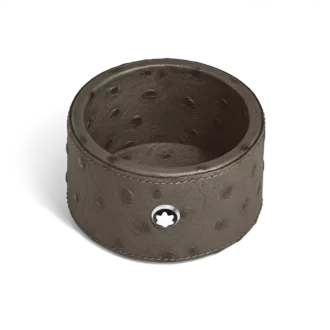 Tavă rotundă mică de birou din piele cu imprimeu de struț